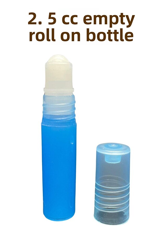 Empty roll-on bottle, 2.5 cc, Blue, Aromatherapy essential oil fragrance bottle, Travel Bag size.