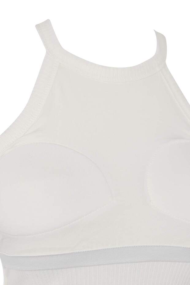 Ekru İçi Pedli Bra Detaylı Fitted/Vücuda Oturan Örme Atlet TWOSS25AL00026 - 7
