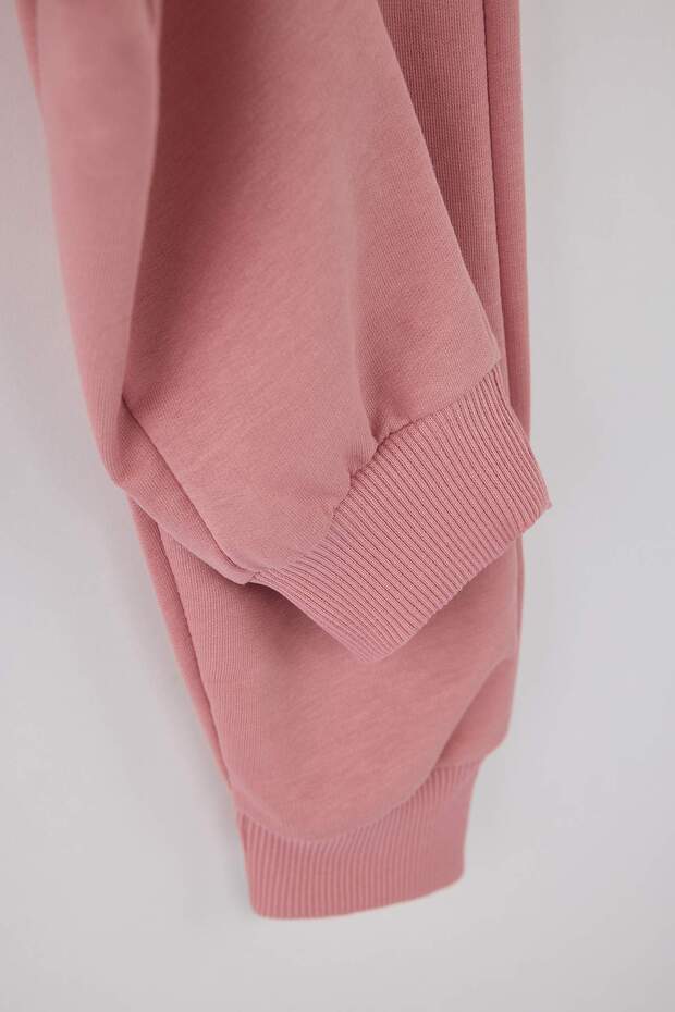 Pudra Pamuklu Çiçek Baskılı Kız Çocuk Örme Sweatshirt ve Eşofman Alt - Üst Takım TKDAW25AU00162 - 3