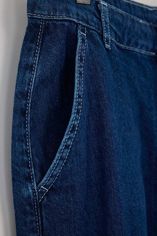Trendyolmilla Wardrobe Essentials Mavi Yüksek Bel Wide Leg Palazzo Jeans TWOAW26JE00015 - 7