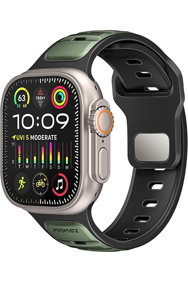 سوار ساعة Apple Watch ثنائي اللون مع سطح مقاوم للغبار والأشعة فوق البنفسجية، ومقاوم للصدأ والفولاذ المقاوم للصدأ