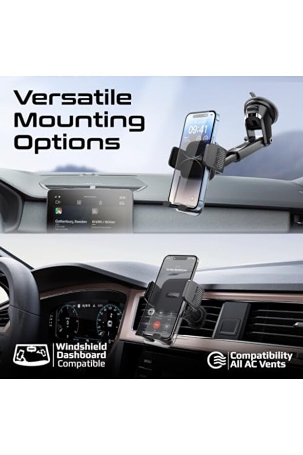 حامل هاتف مبتكر للسيارة، تصميم شفاف للتثبيت التلقائي، مع ذراع قابل للتمديد، متعدد الاستخدامات - 3