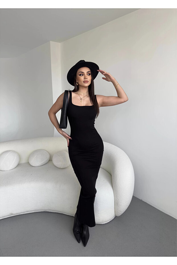 Askılı Midi Elbise - 6