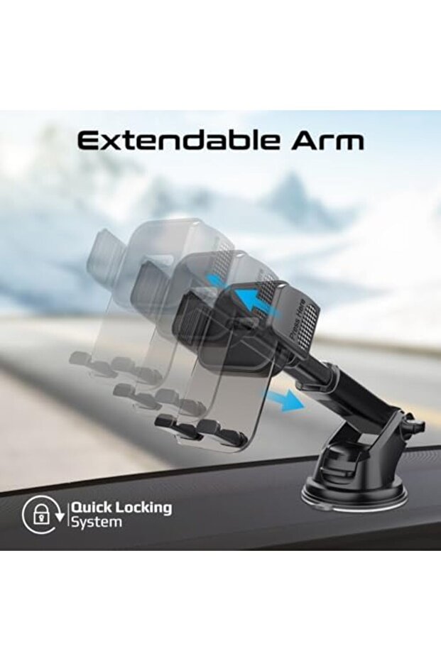 حامل هاتف مبتكر للسيارة، تصميم شفاف للتثبيت التلقائي، مع ذراع قابل للتمديد، متعدد الاستخدامات - 6