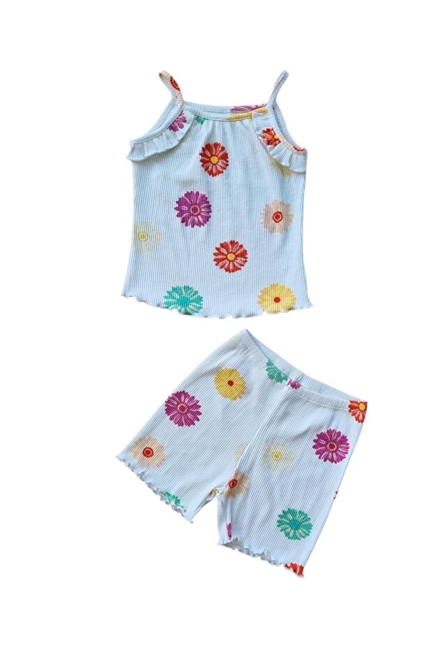 Girl's Set with Strap 100% Cotton Camisole Shorts (Age 1-5)