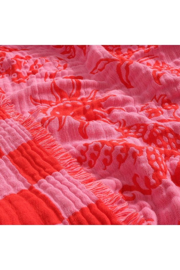 Costa Saçaklı Jakarlı Tek Kişilik Pamuk Yatak Örtüsü 180x240 Cm Pembe - 7