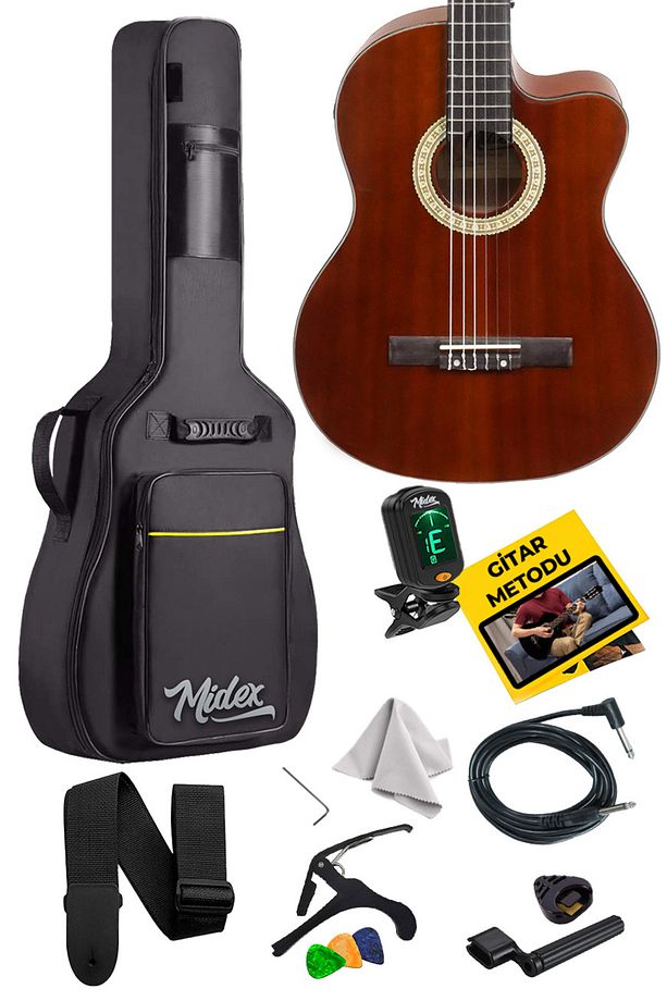 X48 Profesyonel Masif Ağaç Ekolayzerli Elektro Klasik Gitar Seti 4/4 Üst Segment - 6