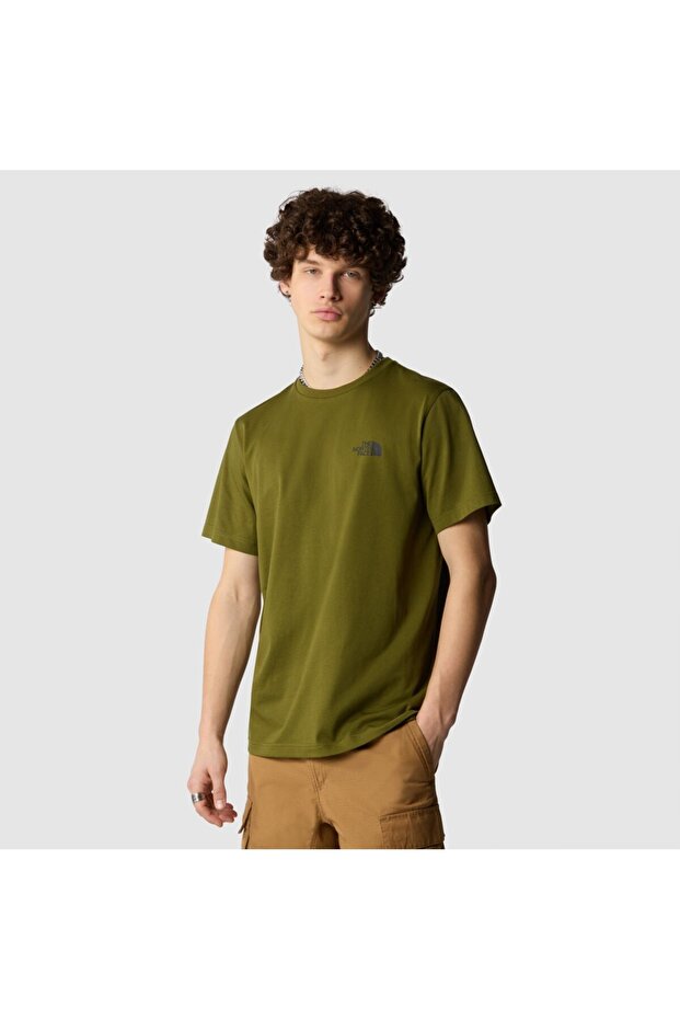 Simple Dome Men's Khaki Round Neck T-shirt