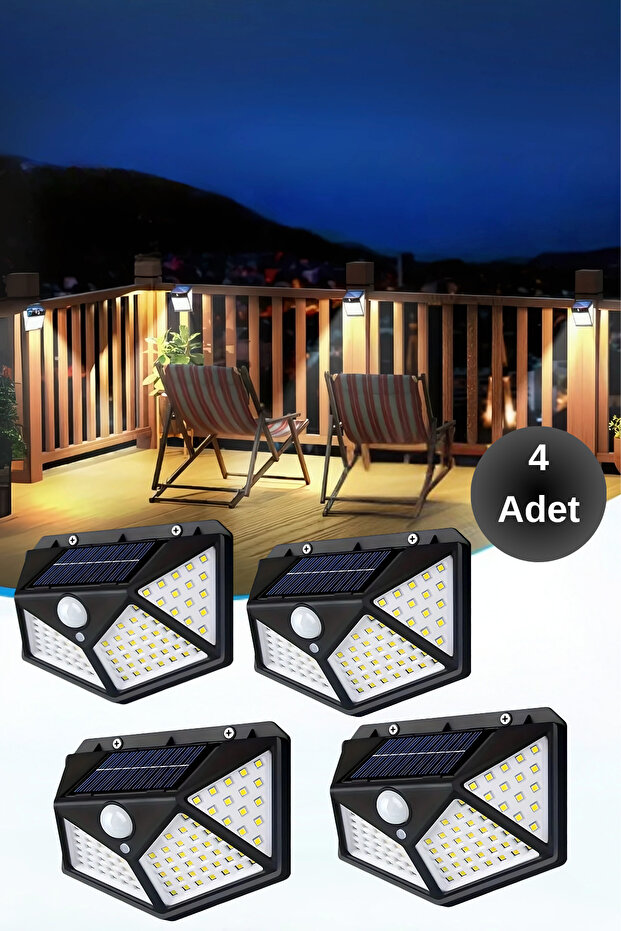 4’ Adet Güneş Enerjili Sensörlü Led Duvar Lambası - 1