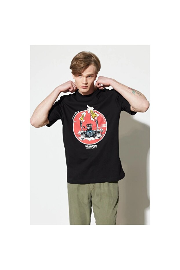 Loose Fit Men's Black Crew Neck T-Shirt