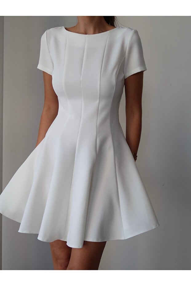 Yarım Kol Volanlı Elbise - 2