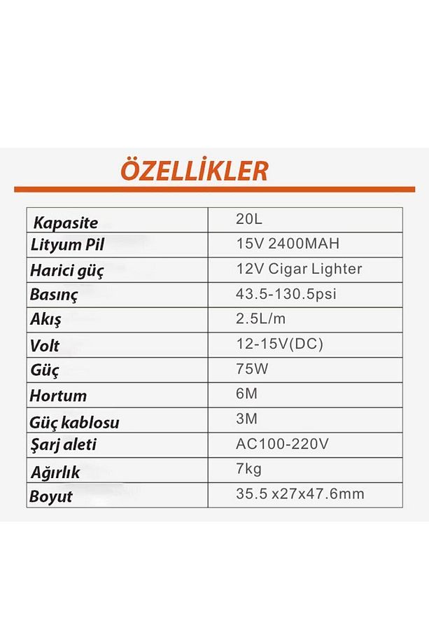 Tekerlekli Kamp Ve Piknik Malzemesi Ve Kamp Ekipmanı - Şarjlı Oto Yıkama Makinesi - 8