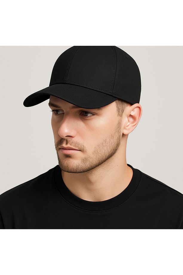 Siyah Düz Şapka Unisex Model %100 Pamuklu Cırtlı Ayarlanabilir Kadın-erkek - 4