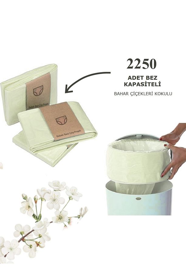 16lt Uyumlu 3 Paket - 2250 Adet Bez Kapasiteli Bahar Çiçekleri Kokulu Yerli Çöp Poşeti - 1