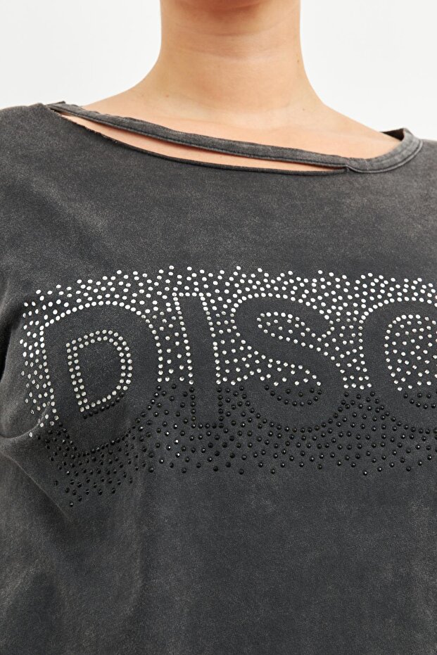 TRIUC ANTRACIT MÂNĂ LUNGĂ DISCO Strass - 5