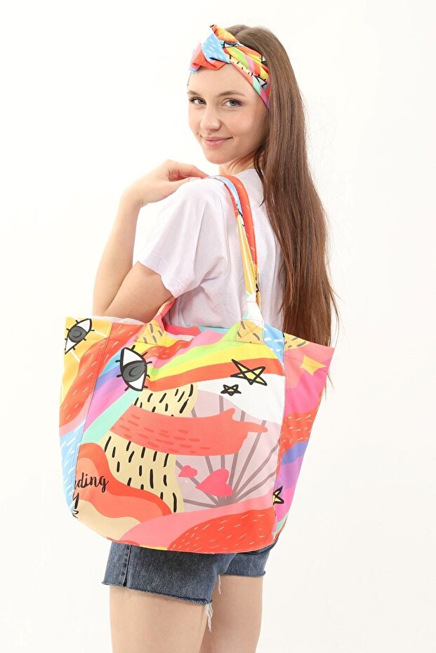 Happy Bag Rainbow Pattern Beach Bag - 7