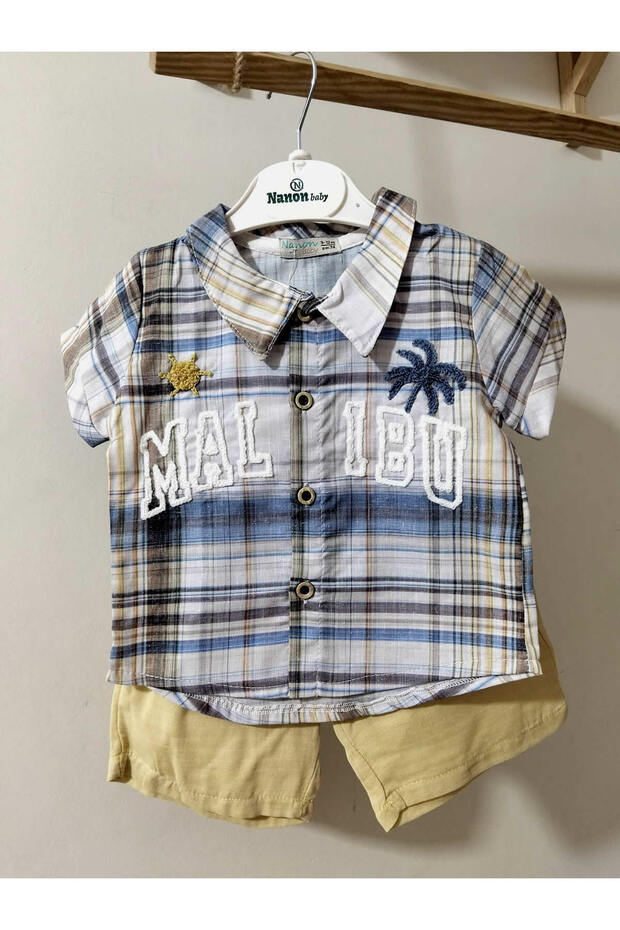 Plaid Shirt & Muslin Shorts Baby Boy Summer Set