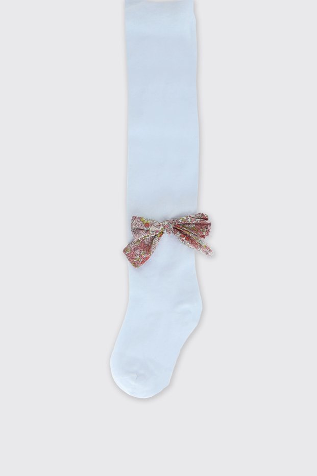 Liberty Fabric Ribbon Detailed Cotton Girls Pantyhose