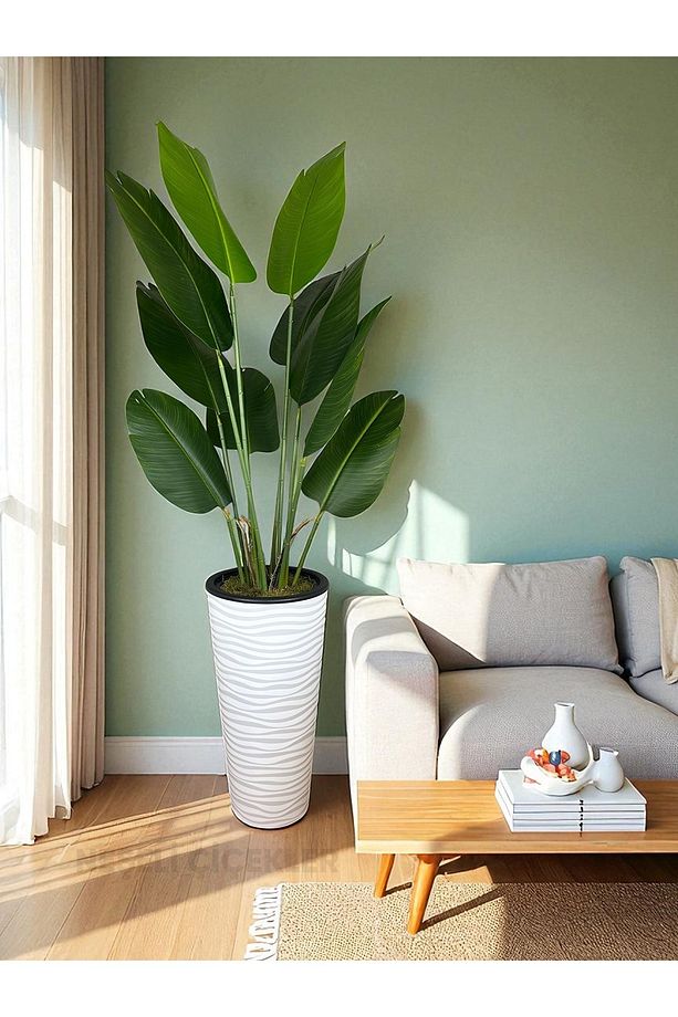 Yapay Ağaç Starliçe Bitkisi Muz Ağacı 10 Yaprak 170 Cm Plastik Saksıda Yapay Salon Çiçeği Hediyelik - 3