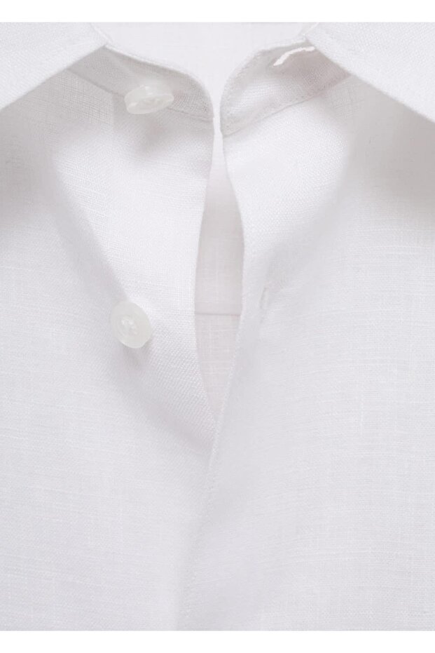 Cepli %100 keten gömlek - 8