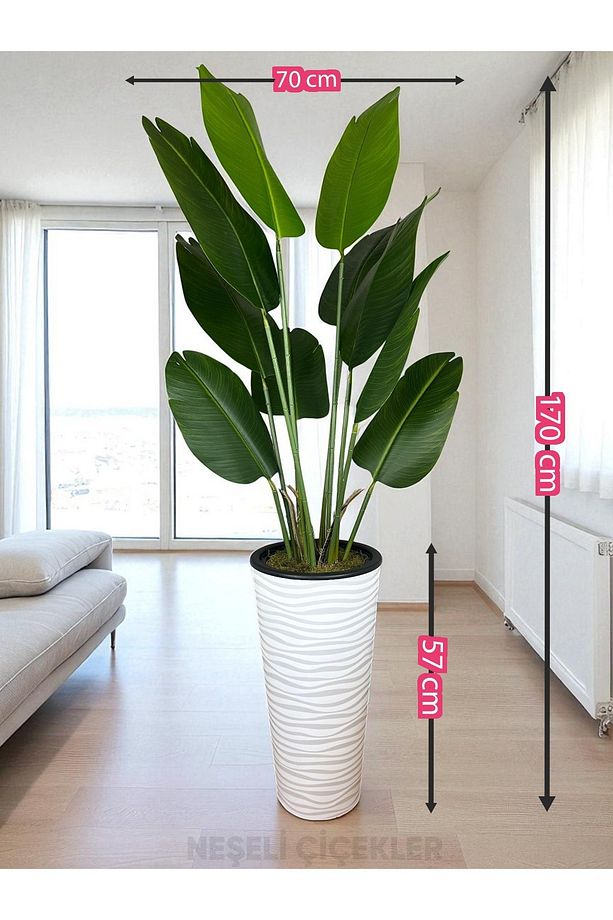 Yapay Ağaç Starliçe Bitkisi Muz Ağacı 10 Yaprak 170 Cm Plastik Saksıda Yapay Salon Çiçeği Hediyelik - 2