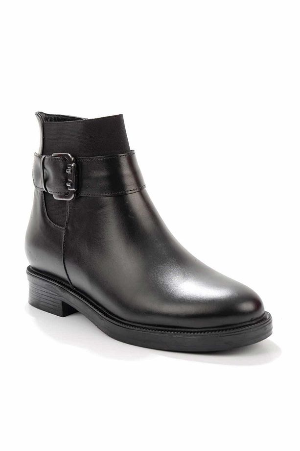 Siyah Hakiki Deri Kadın Bot & Bootie K02531206403 - 3