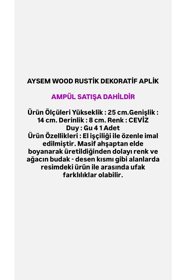 Yansıtma Tasarımlı Çift Yönlü Ahşap Salon Hol Cafe Otel Duvar Aplik Avize - 5
