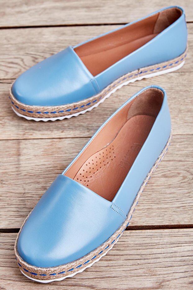 Blue Genuine Leather Women's Espadrille K01802021803