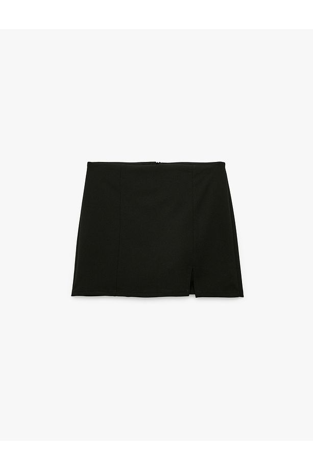 Krep Scuba Kumaş Mini Şort Etek - 3