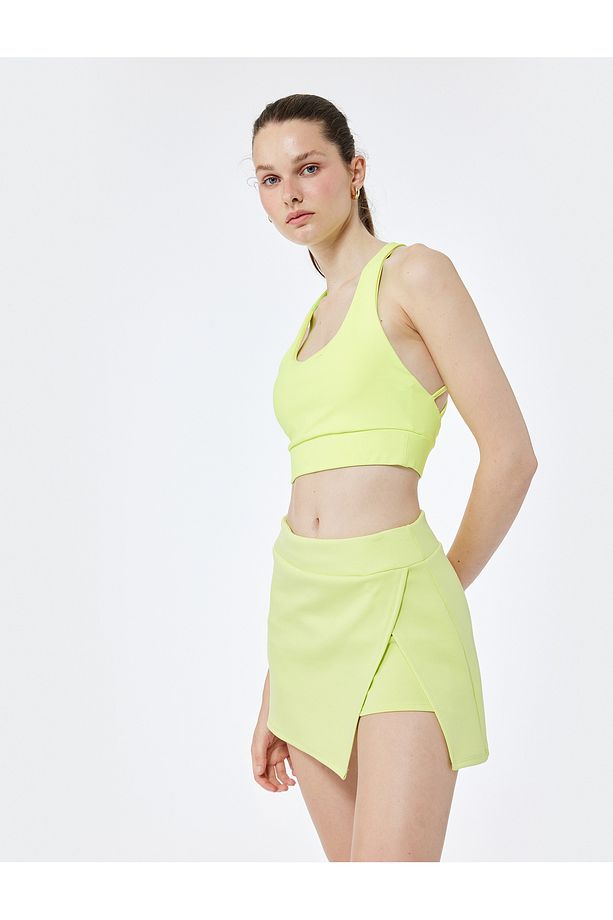 Yüksek Bel Modal Karışımlı Yırtmaçlı Mini Spor Şort Etek - 1