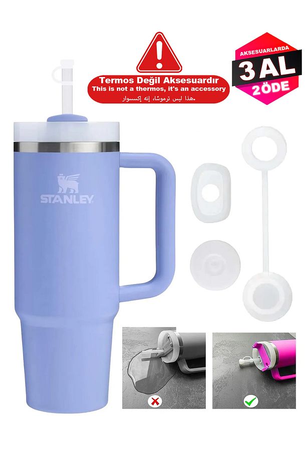 Quencher 1,18 Pipetli Termos Uyumlu 1 Set 3 Parça Şeffaf Sızdırmaz Set Aksesuar - 1