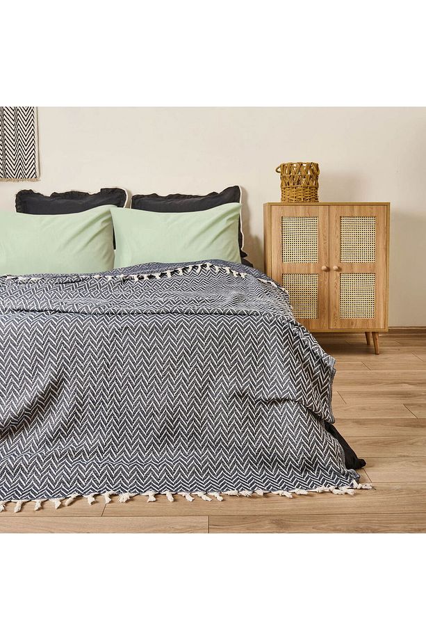 Soft Wicker Çift Kişilik Yatak Örtüsü - İndigo - 200x230 cm - 1