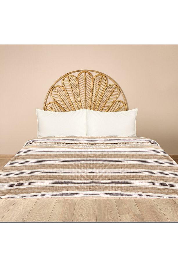 Soft Galler Tek Kişilik Yatak Örtüsü - Bej - 160x230 cm - 1