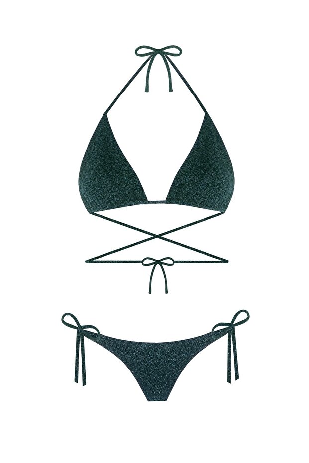 Triangle Sparkle Green Bikini Set - 1