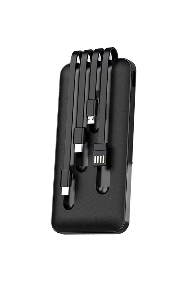 9030 LCD Göstergeli 10.000mAh Powerbank Hızlı Şarj / Type-C-USB-iOS Lightning-Micro USB Çoklu Kablo - 5