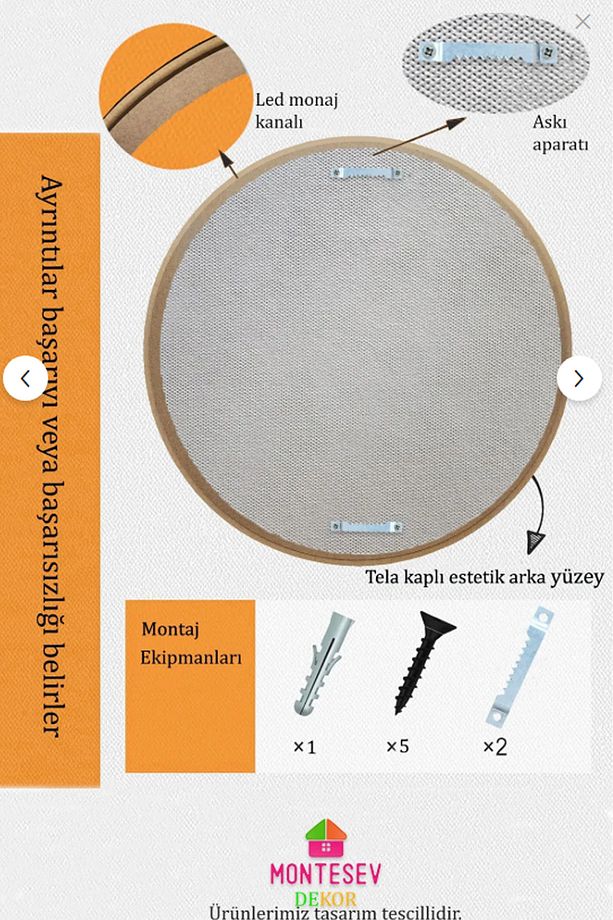 Safir Ahşap Dekoratif Ayna Yuvarlak Ayna Işlemeli Ahşap Duvar Aynası - 43 Cm - 8