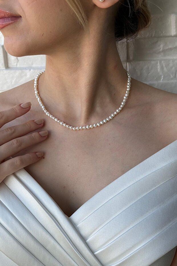 14 Ayar Altın Sıralı Inci Kolye - 2