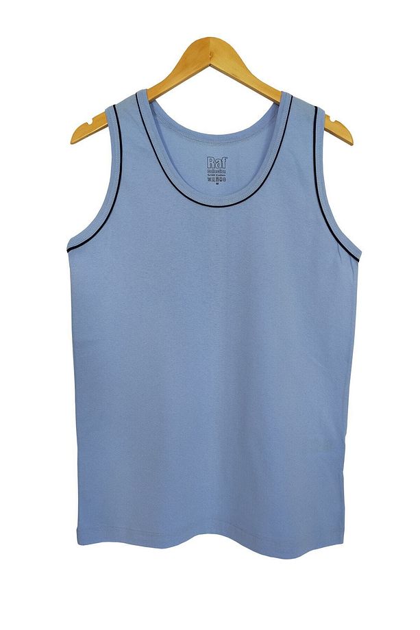 Unisex Mavi Basic Askılı Biyeli Tshirt - 2