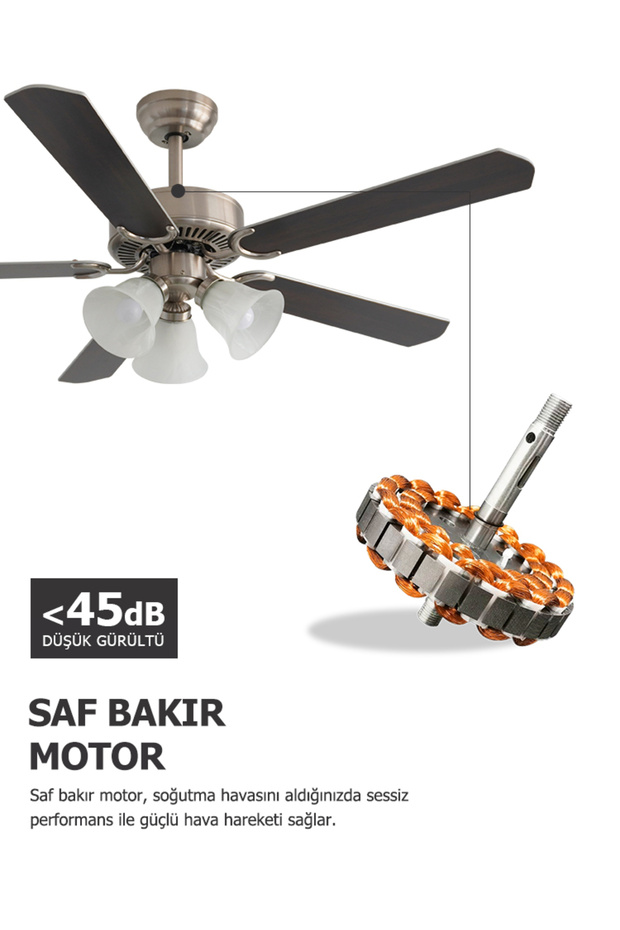 DLC BRISOTE MAT KROM TAVAN VANTİLATÖRÜ 132CM - 5