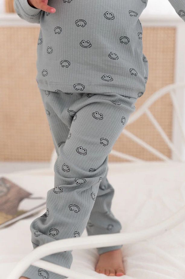 %100 Pamuk Desenli Kız Çocuk Pijama Takımı - 4