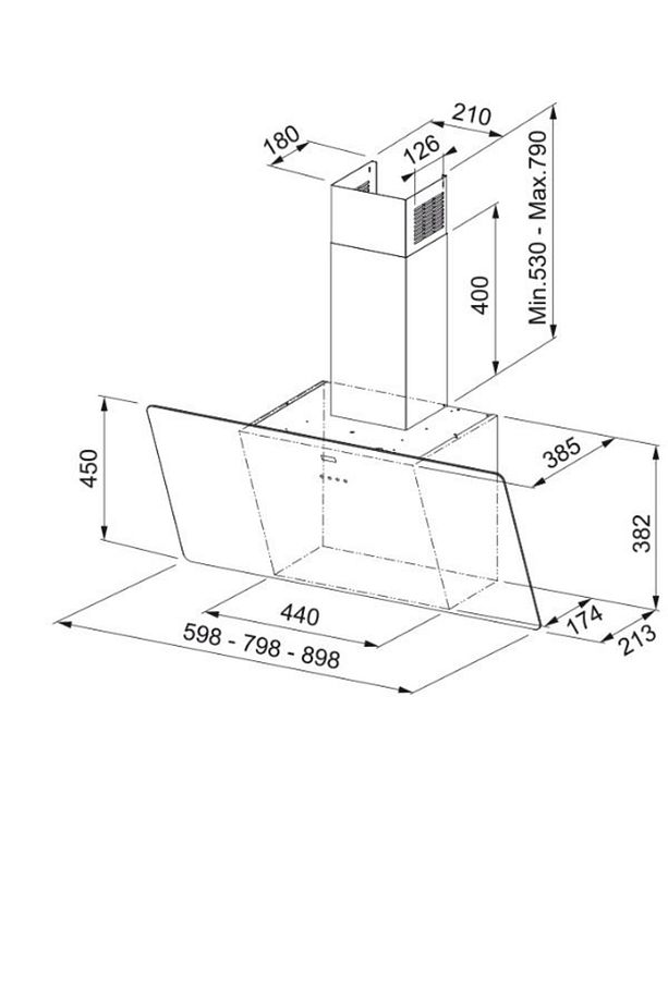 Glass Linear Vertical Fpj 615 V Bk A/ss Nero Siyah 60 Cm Davlumbaz - 3