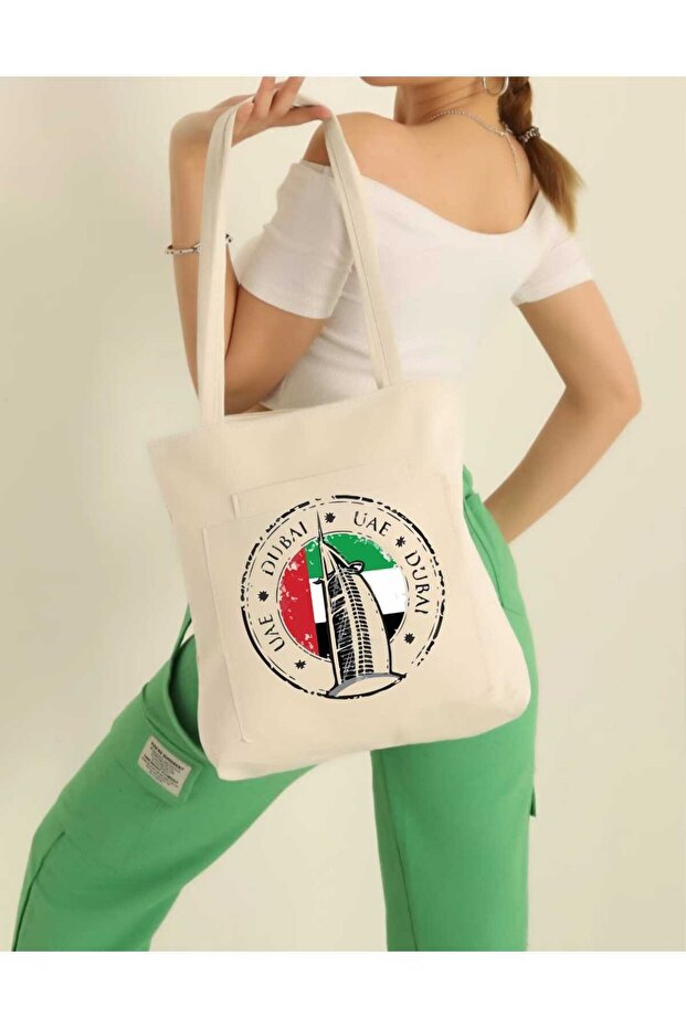 حقيبة كتف متوسطة مطبوعة من دبي - 3