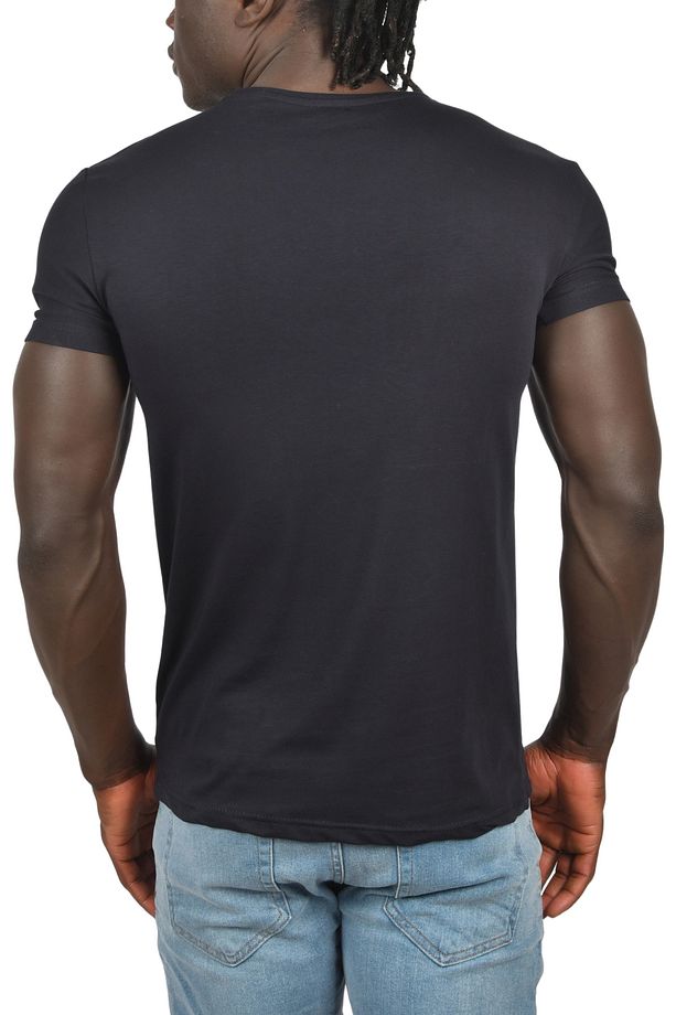 Lacivert Erkek/unisex Slim Fit Dar Kesim Bisiklet Yaka Pamuklu Likralı Basic Tişört 1801131 - 6