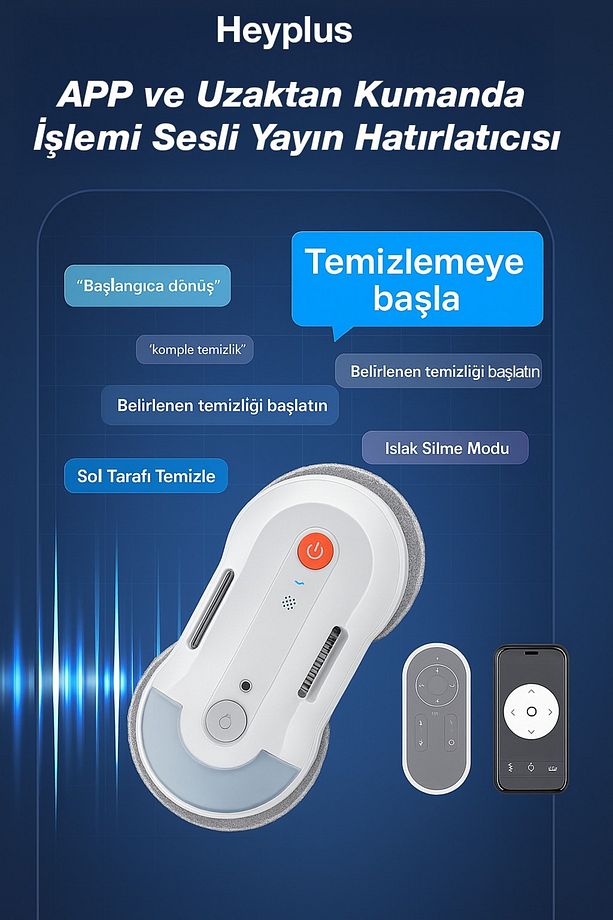Akıllı Cam Silme Robotu Cam Temizleme Robotu Su Püskürtme Özellikli - 4
