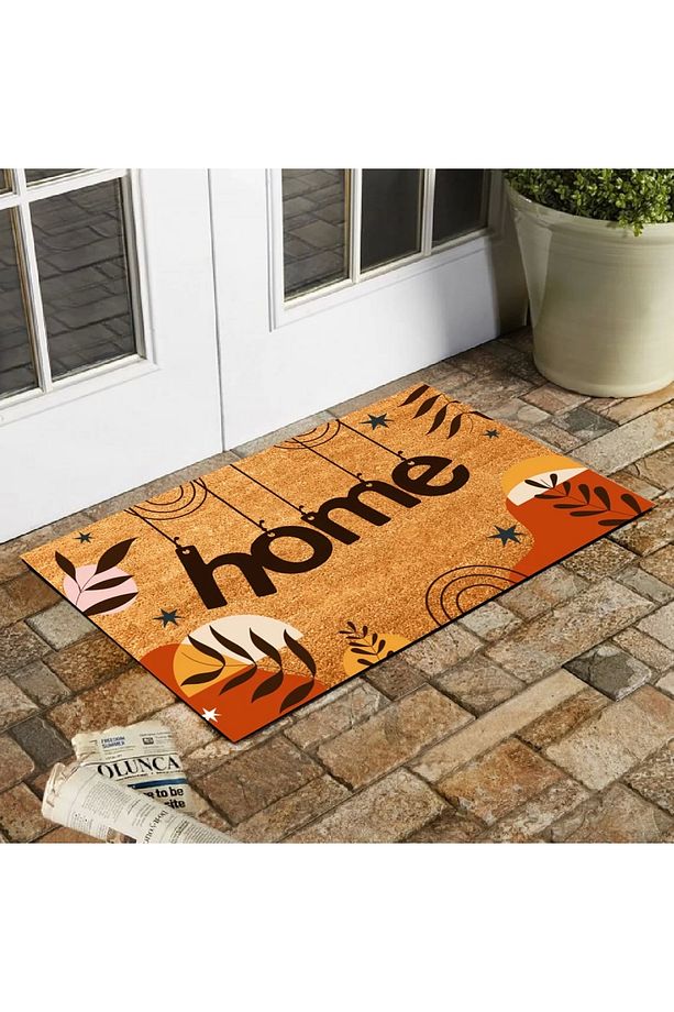 Home Bohem Temalı Dağ Ve Yaprak Desenli Kapı Önü Paspası 45x70 Cm - 1