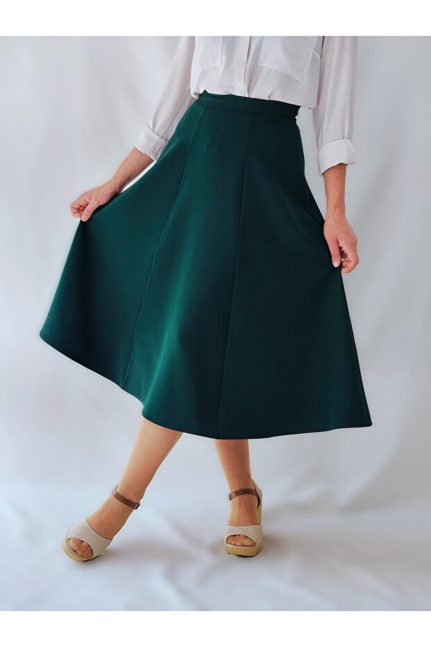 Emerald Green Six Piece Maxi Woven A-Line Skirt