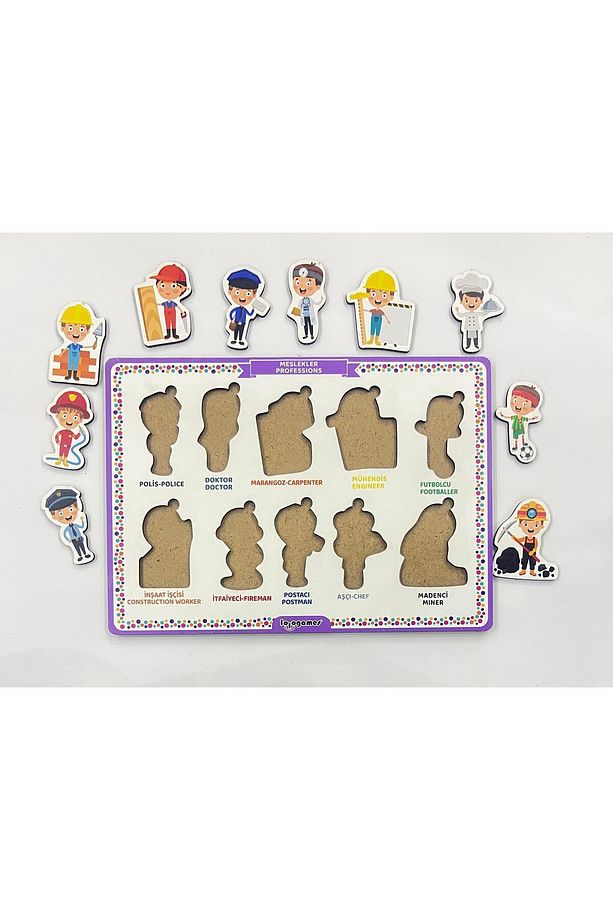 Ahşap Meslekler Eğitici Bul-Tak Oyunu Puzzle - Yapboz - 1