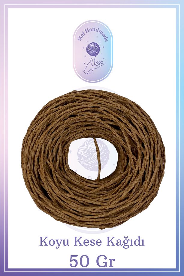 Doğal Kağıt Ip 50 gr Yaklaşık 45-55 Metre Sarılmış Kağıt Ip Örgü Ipi - 2