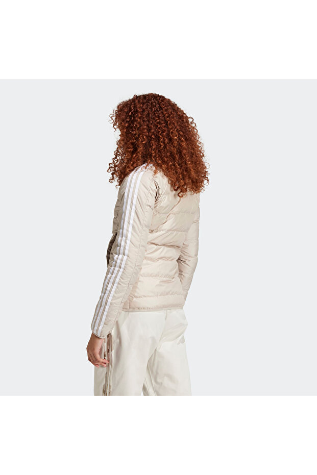 Beżowy damski płaszcz Essentials z 3 paskami - Ix8925 - 2