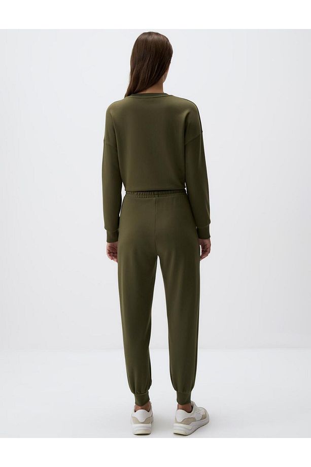 Haki Yüksek Bel Dar Paça Cepli Jogger Pantolon - 6